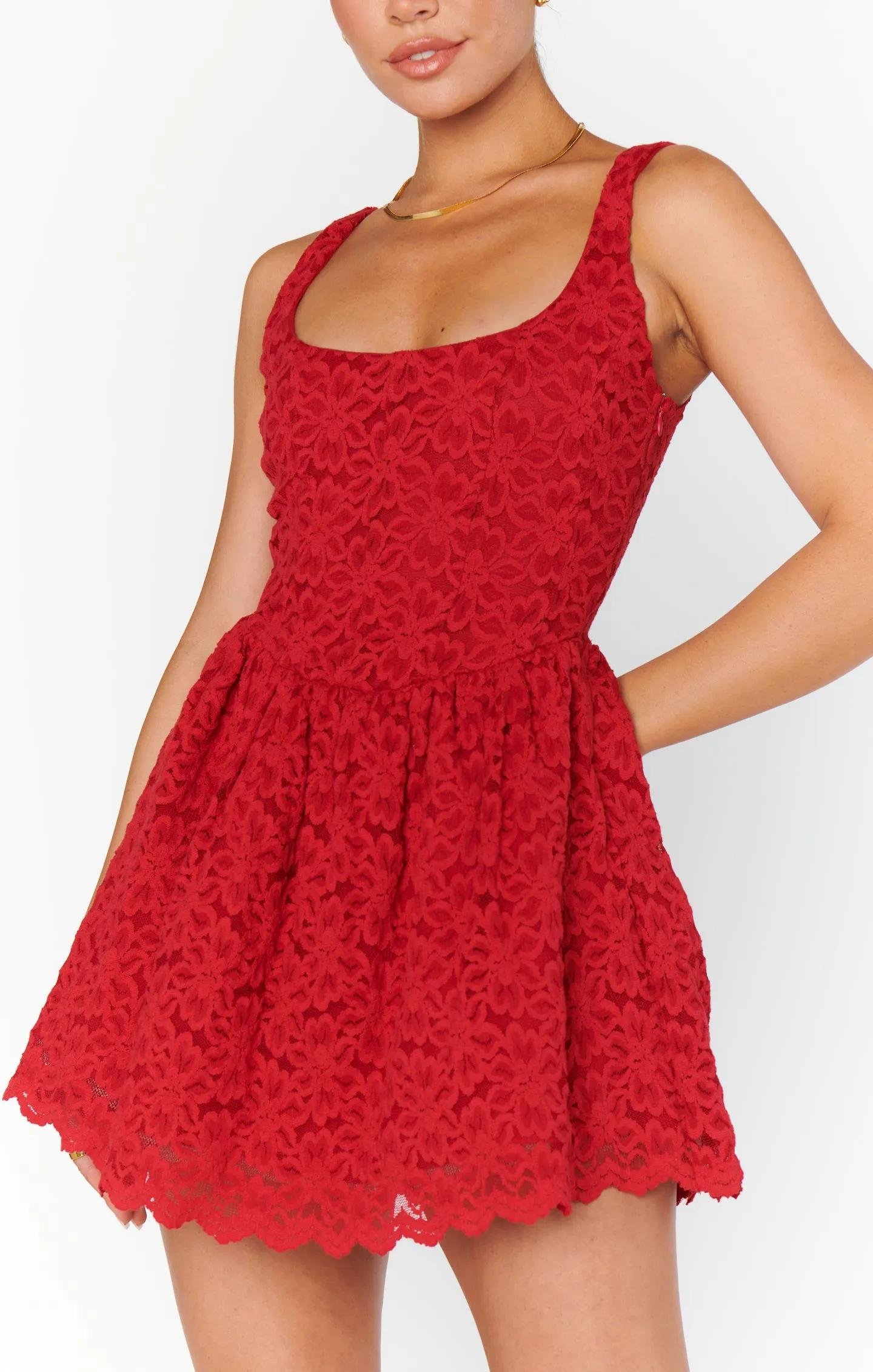 Ricci Skort Dress ~ Radiant Red Lace sold by Show Me Your MuMu product image thumbnail 3