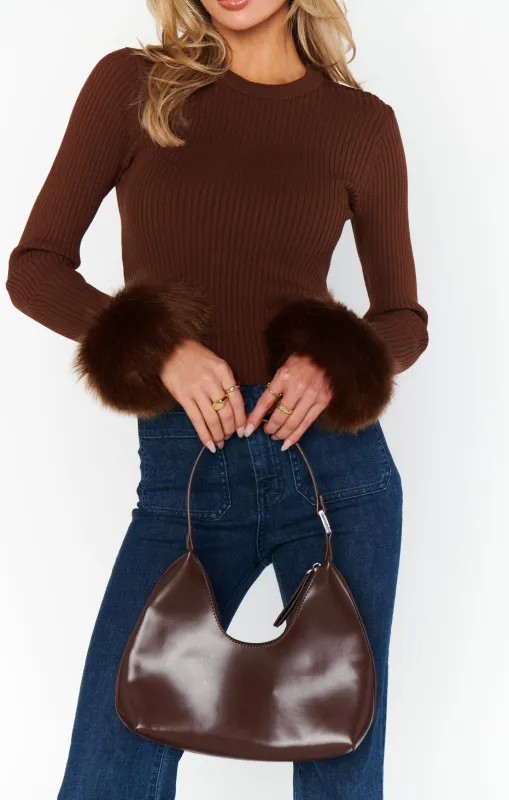 Fran Top ~ Chocolate Rib with Faux Fur made by Show Me Your MuMu