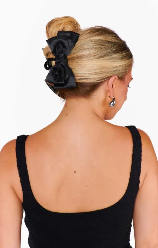 Bow Claw Clip ~ Black Satin sold by Show Me Your MuMu