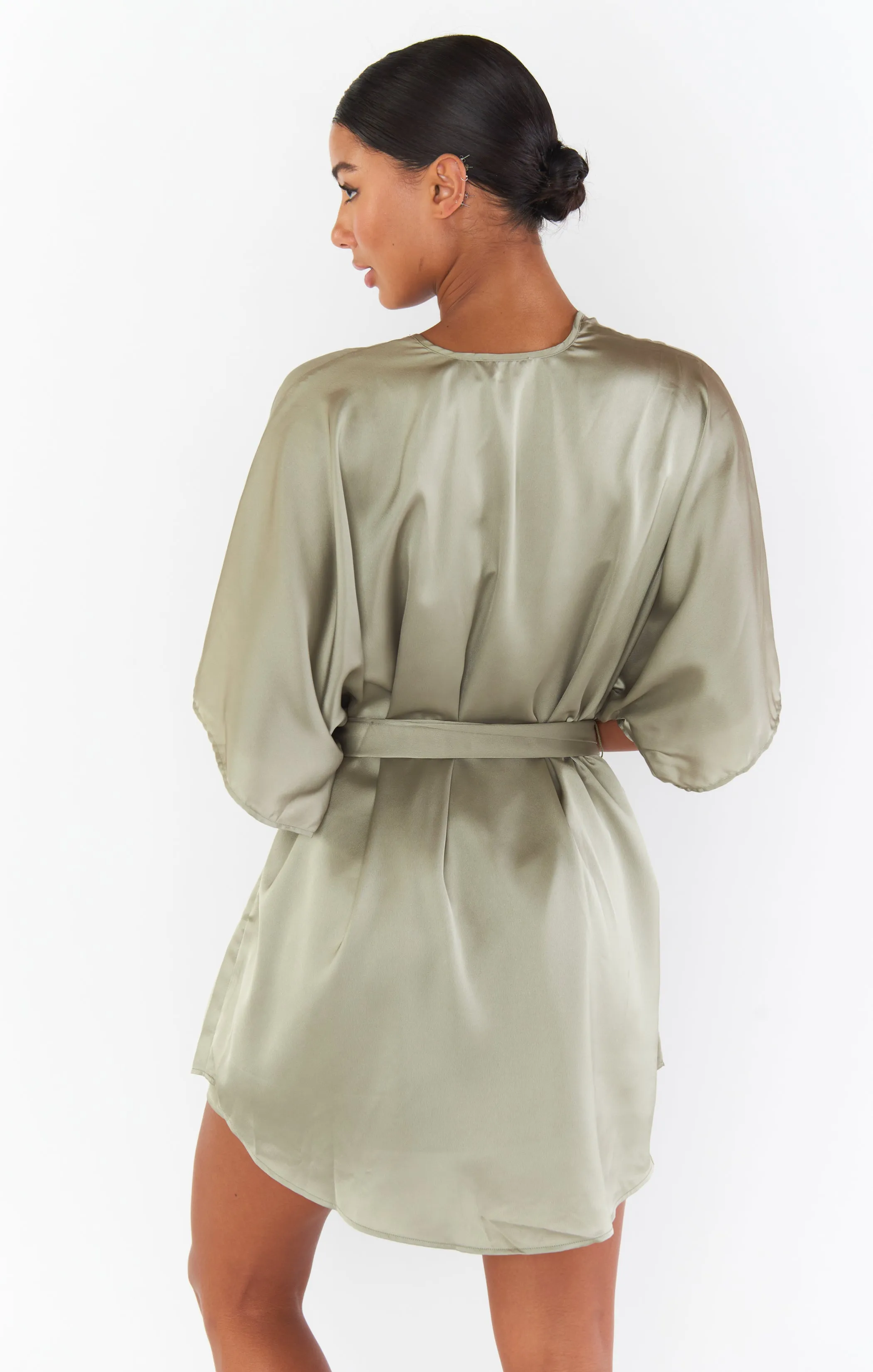 First Look Robe ~ Moss Green Luxe Satin sold by Show Me Your MuMu product image thumbnail 5
