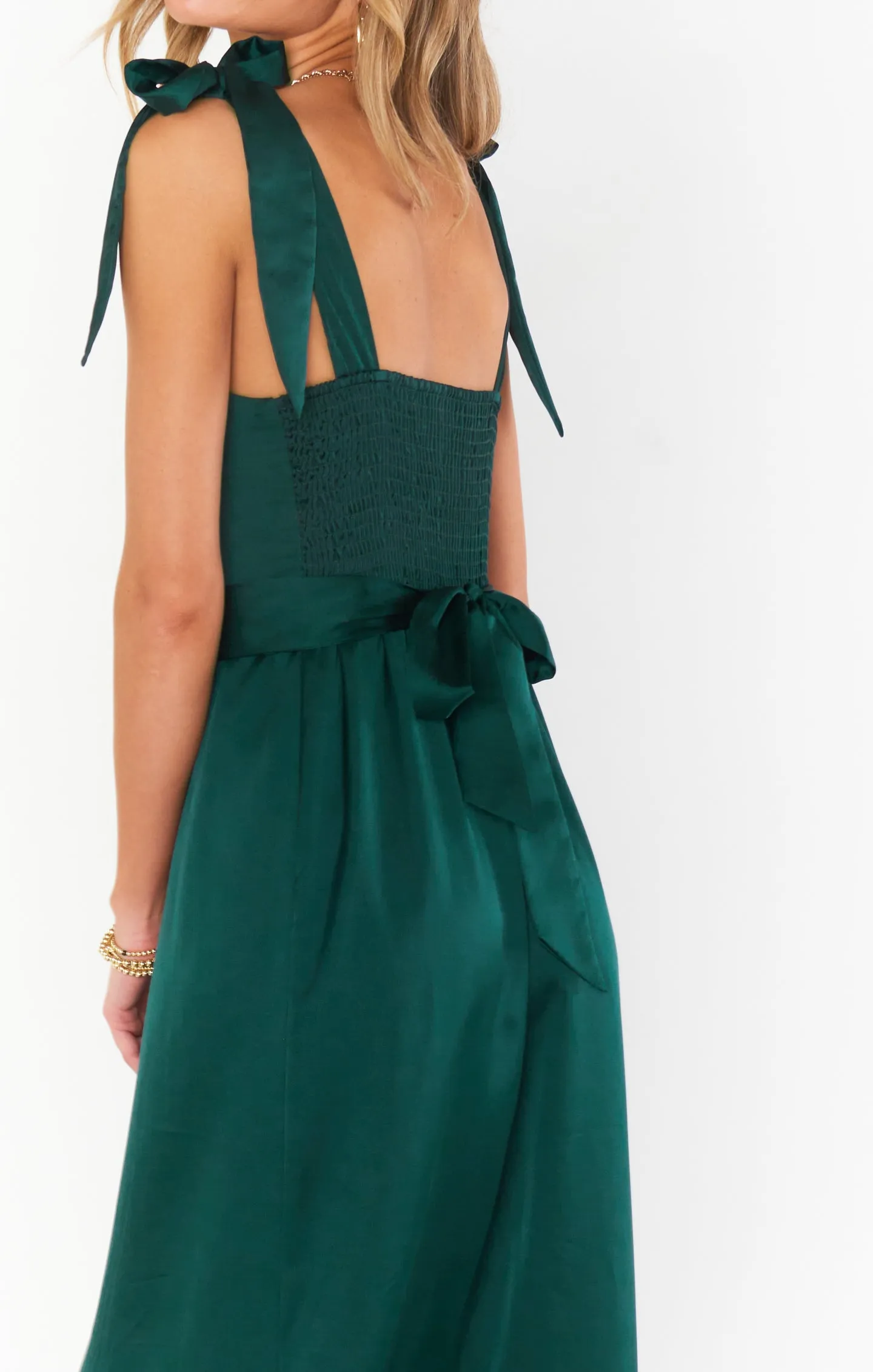 Claire Midi Dress ~ Deep Emerald Luxe Satin sold by Show Me Your MuMu product image thumbnail 5