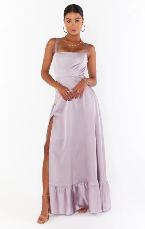 Clarissa Corset Dress ~ Dusty Purple Luxe Satin made by Show Me Your MuMu