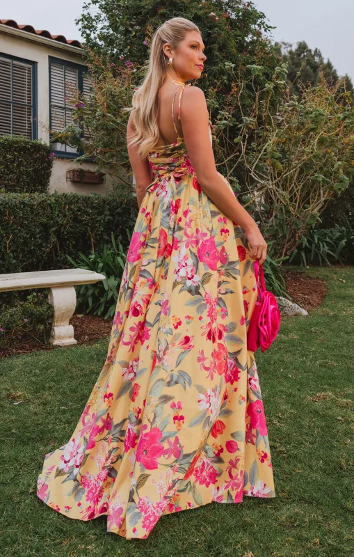 Juliet Maxi Dress ~ Mimosa Floral Taffeta sold by Show Me Your MuMu