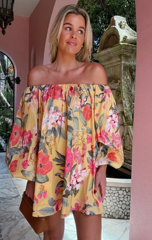 Brenna Mini Dress ~ Mimosa Floral Taffeta sold by Show Me Your MuMu