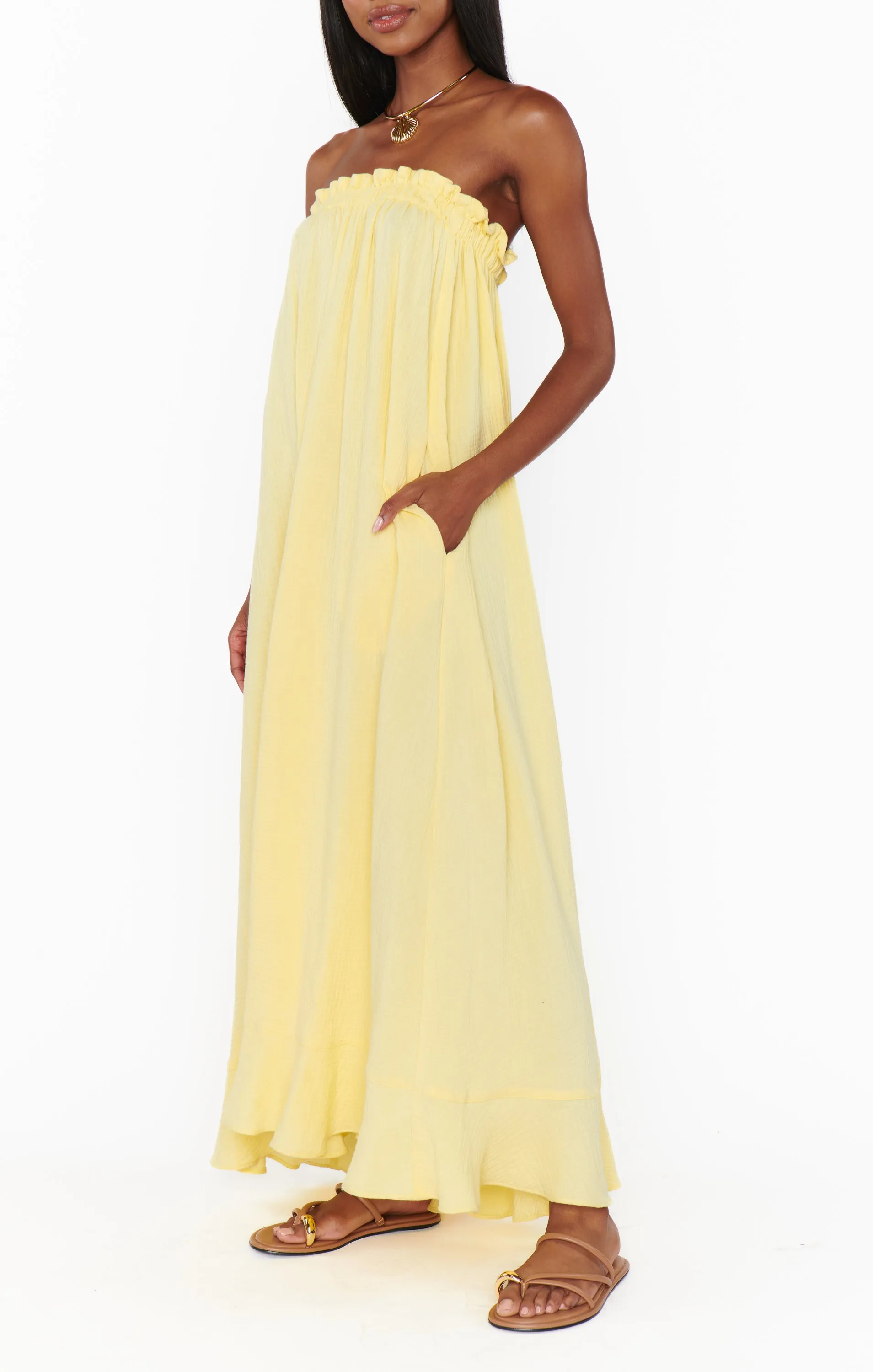 Around The World Maxi Dress ~ Yellow Gauze sold by Show Me Your MuMu product image thumbnail 5