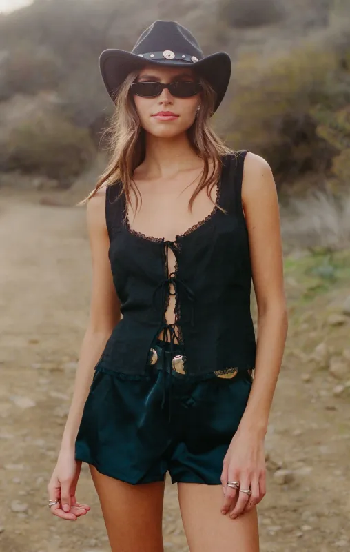 Mimi Top ~ Black Linen sold by Show Me Your MuMu