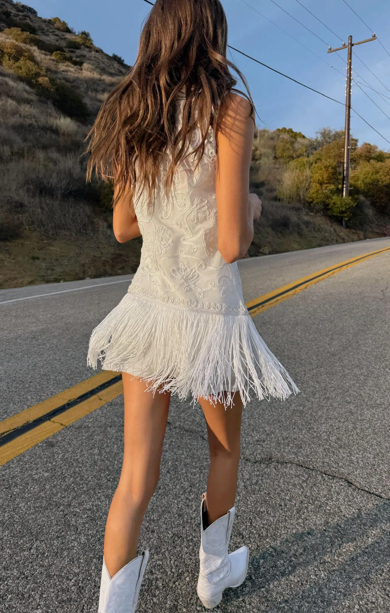 Cyrus Mini Dress ~ White With Fringe sold by Show Me Your MuMu product image thumbnail 2