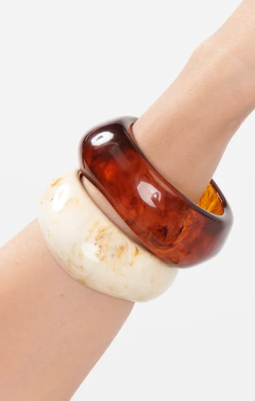 Resin Bangle Set ~ Cream & Brown sold by Show Me Your MuMu