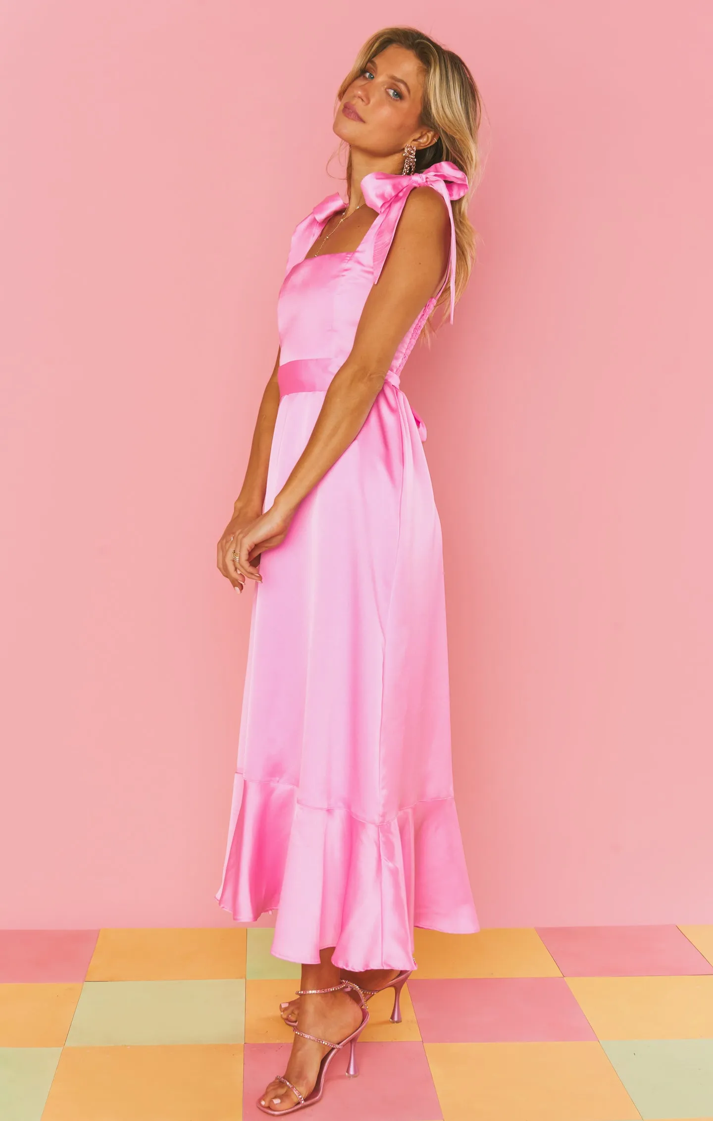 Garden Midi Dress ~ Pink Luxe Satin sold by Show Me Your MuMu product image thumbnail 3
