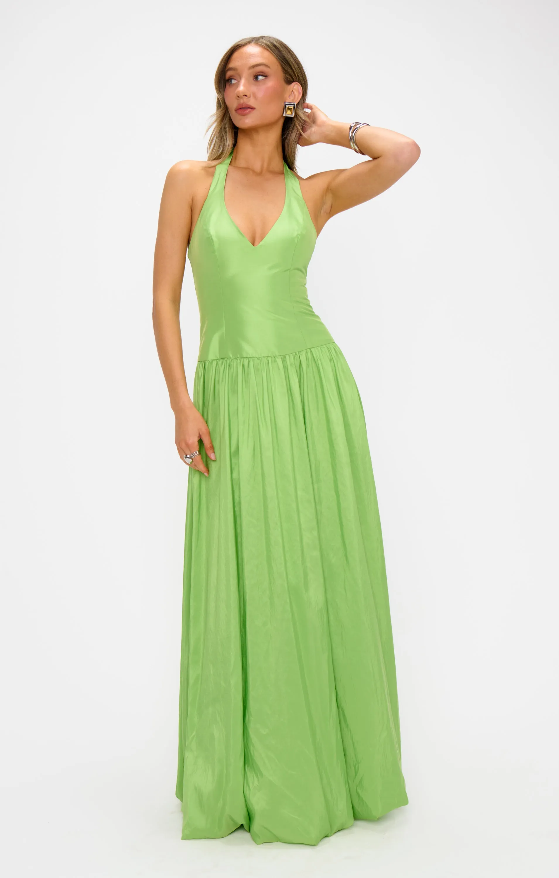 Eliza Maxi Dress ~ Key Lime Light Taffeta sold by Show Me Your MuMu product image thumbnail 3