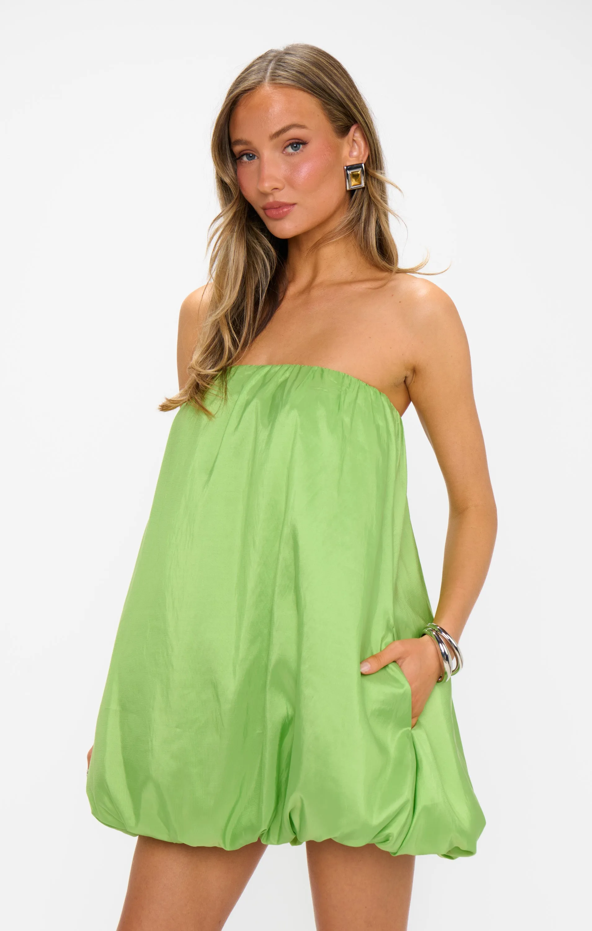 Beverly Bubble Dress ~ Key Lime Light Taffeta sold by Show Me Your MuMu product image thumbnail 2