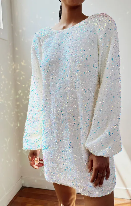 Clarabelle Dress ~ White Sparkle Sequins sold by Show Me Your MuMu