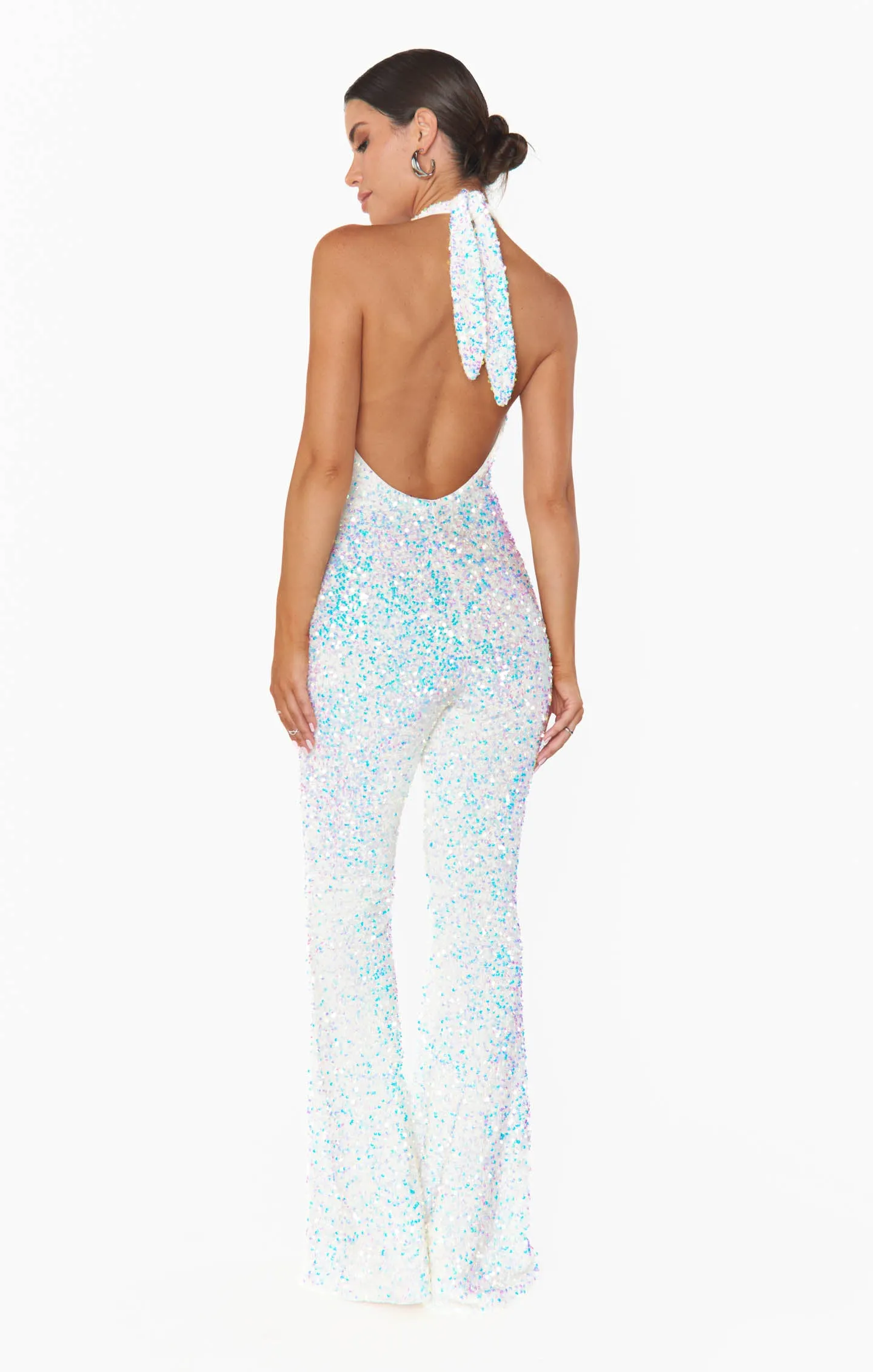Studio Halter Jumpsuit ~ White Sparkle Sequins sold by Show Me Your MuMu product image thumbnail 2