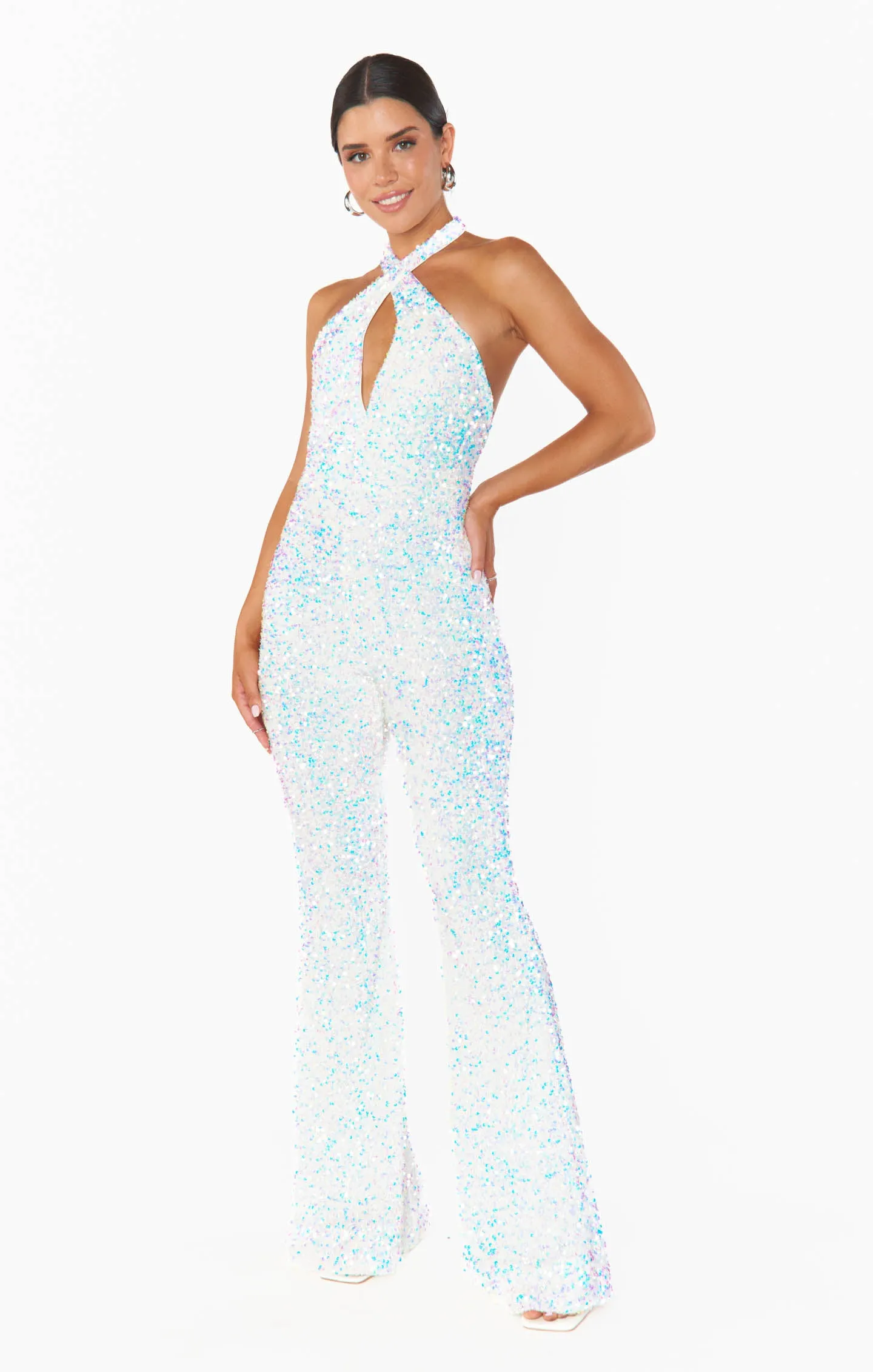 Studio Halter Jumpsuit ~ White Sparkle Sequins sold by Show Me Your MuMu product image thumbnail 5