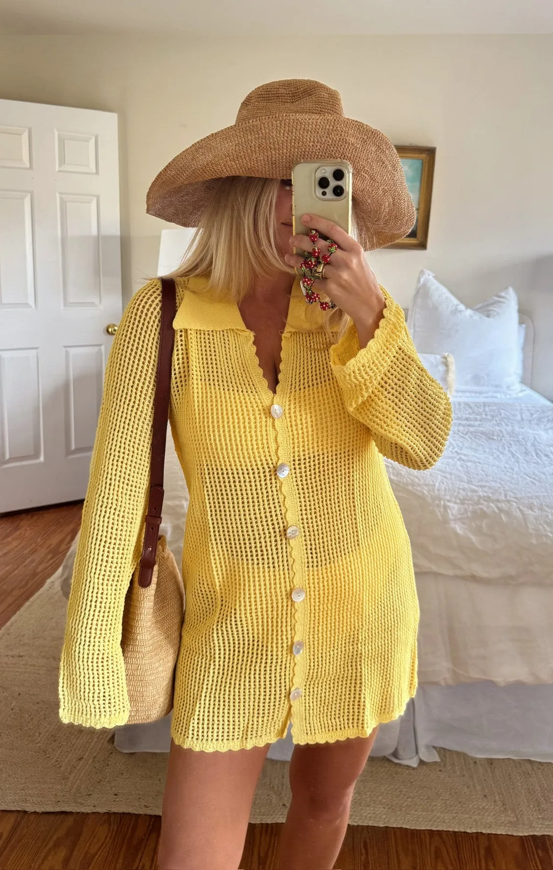 Button Up Coverup ~ Yellow Crochet sold by Show Me Your MuMu product image thumbnail 2