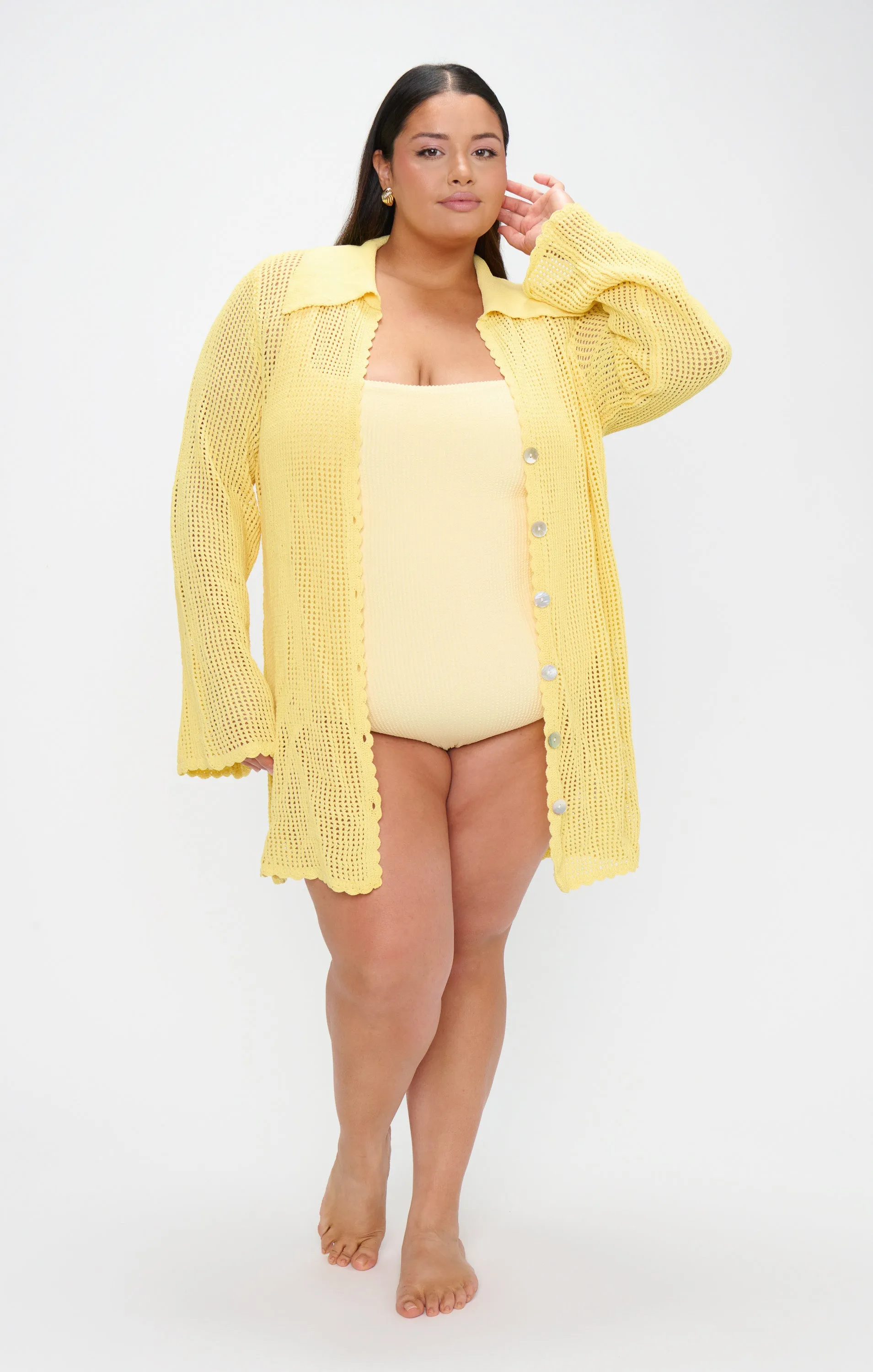 Button Up Coverup ~ Yellow Crochet sold by Show Me Your MuMu product image thumbnail 4