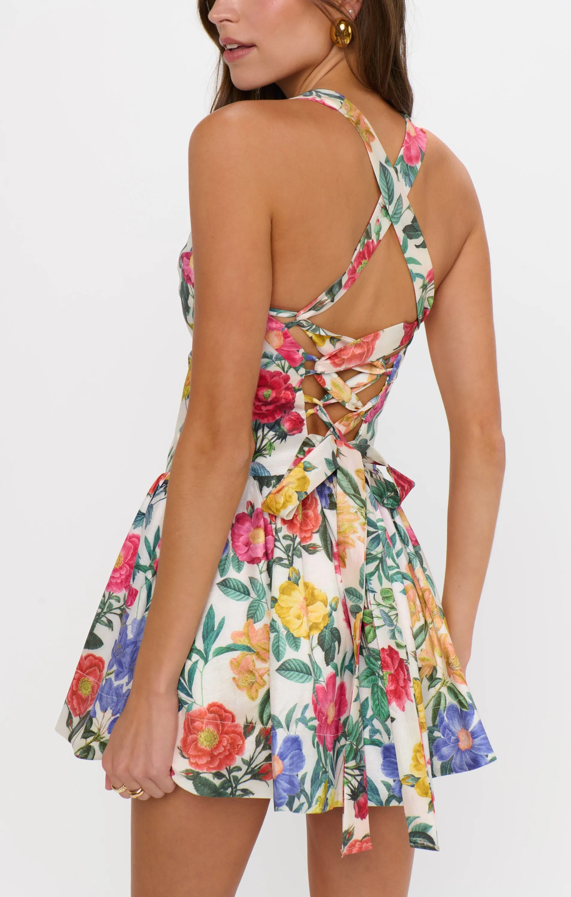 Abigail Mini Dress ~ Charm Peony White Taffeta sold by Show Me Your MuMu product image thumbnail 4