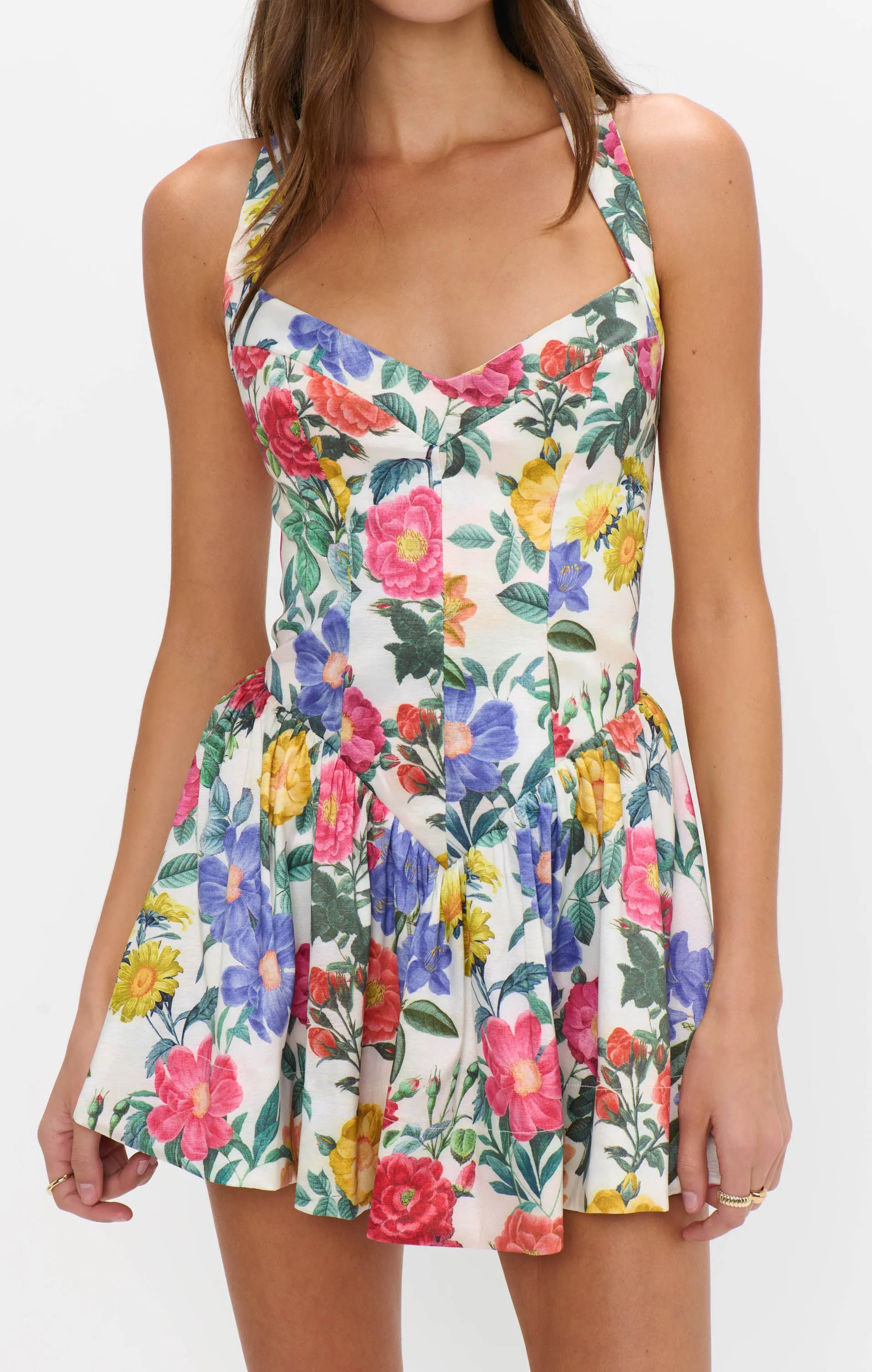 Abigail Mini Dress ~ Charm Peony White Taffeta sold by Show Me Your MuMu product image thumbnail 3