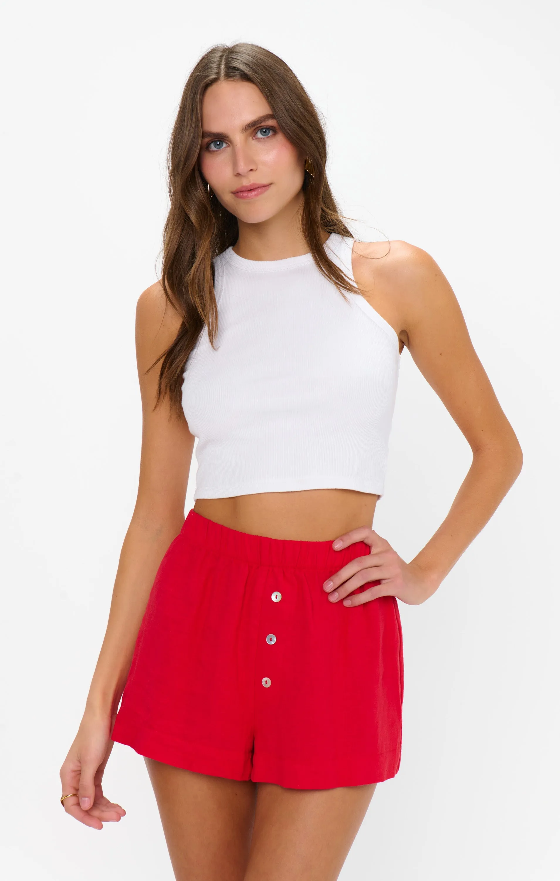 Max Boxer Shorts ~ Red Linen sold by Show Me Your MuMu