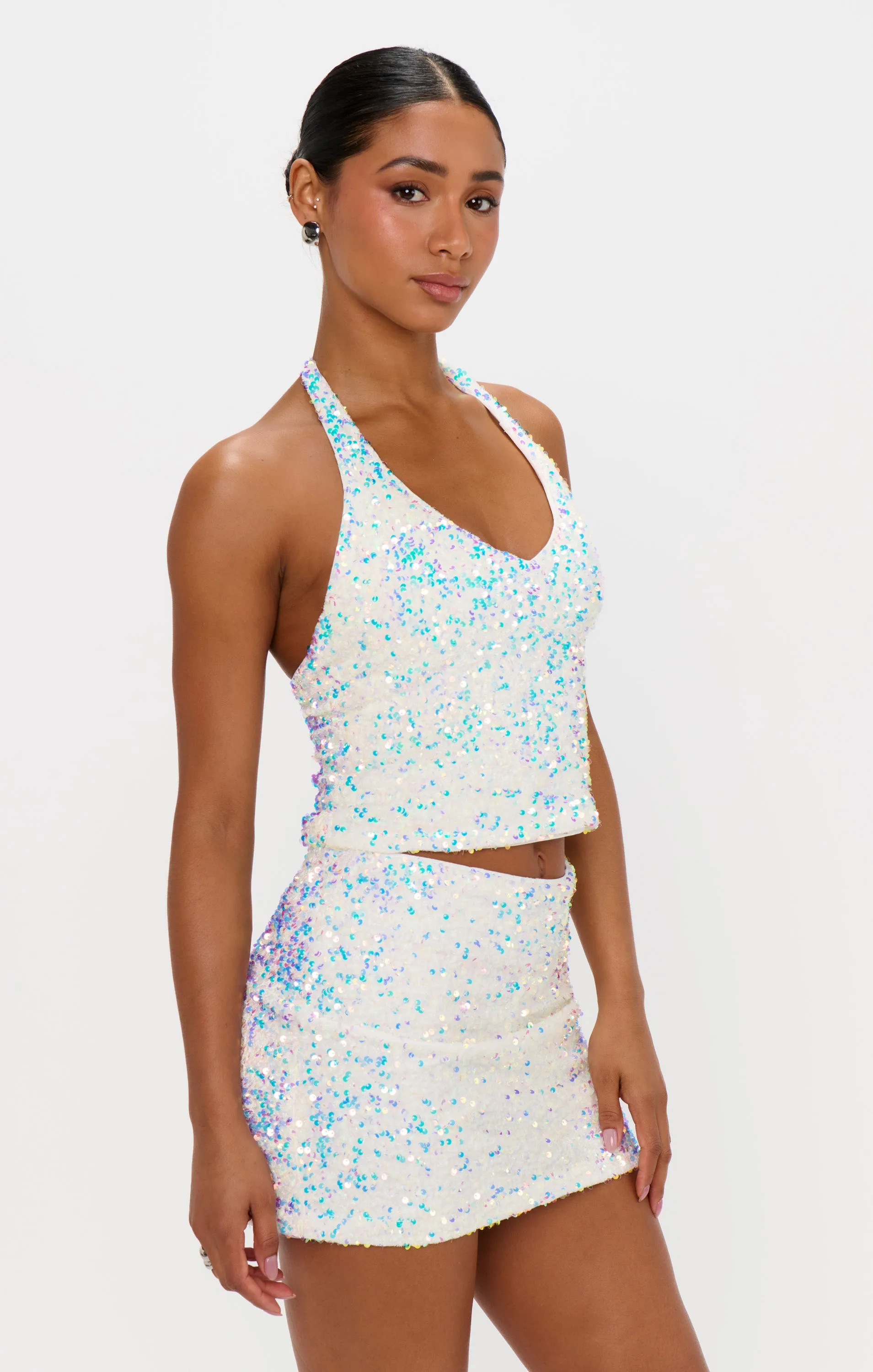 All Night Skort ~ White Sparkle Sequins sold by Show Me Your MuMu product image thumbnail 4