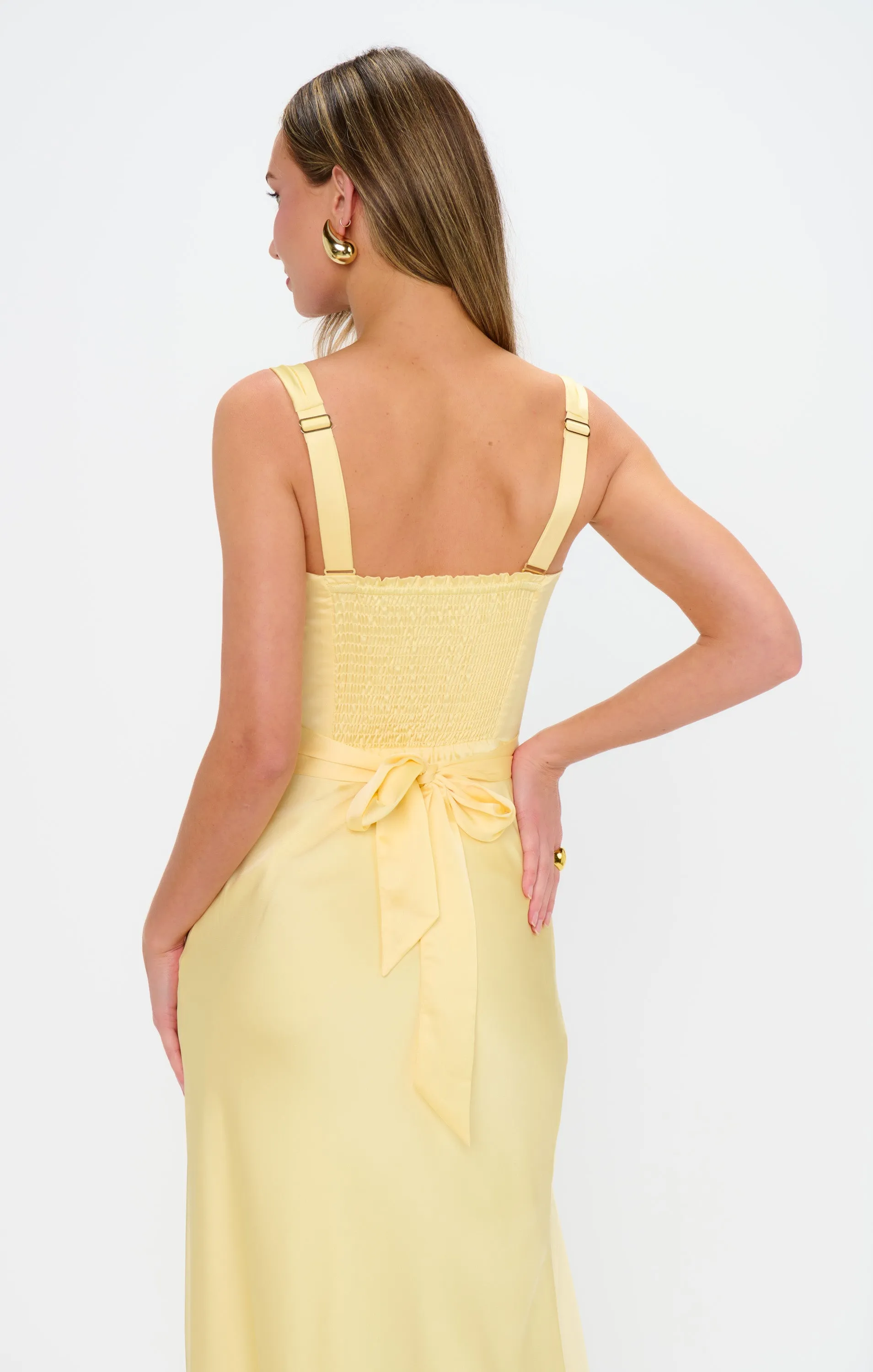 Lana Maxi Dress ~ Pale Yellow Luxe Satin sold by Show Me Your MuMu product image thumbnail 4