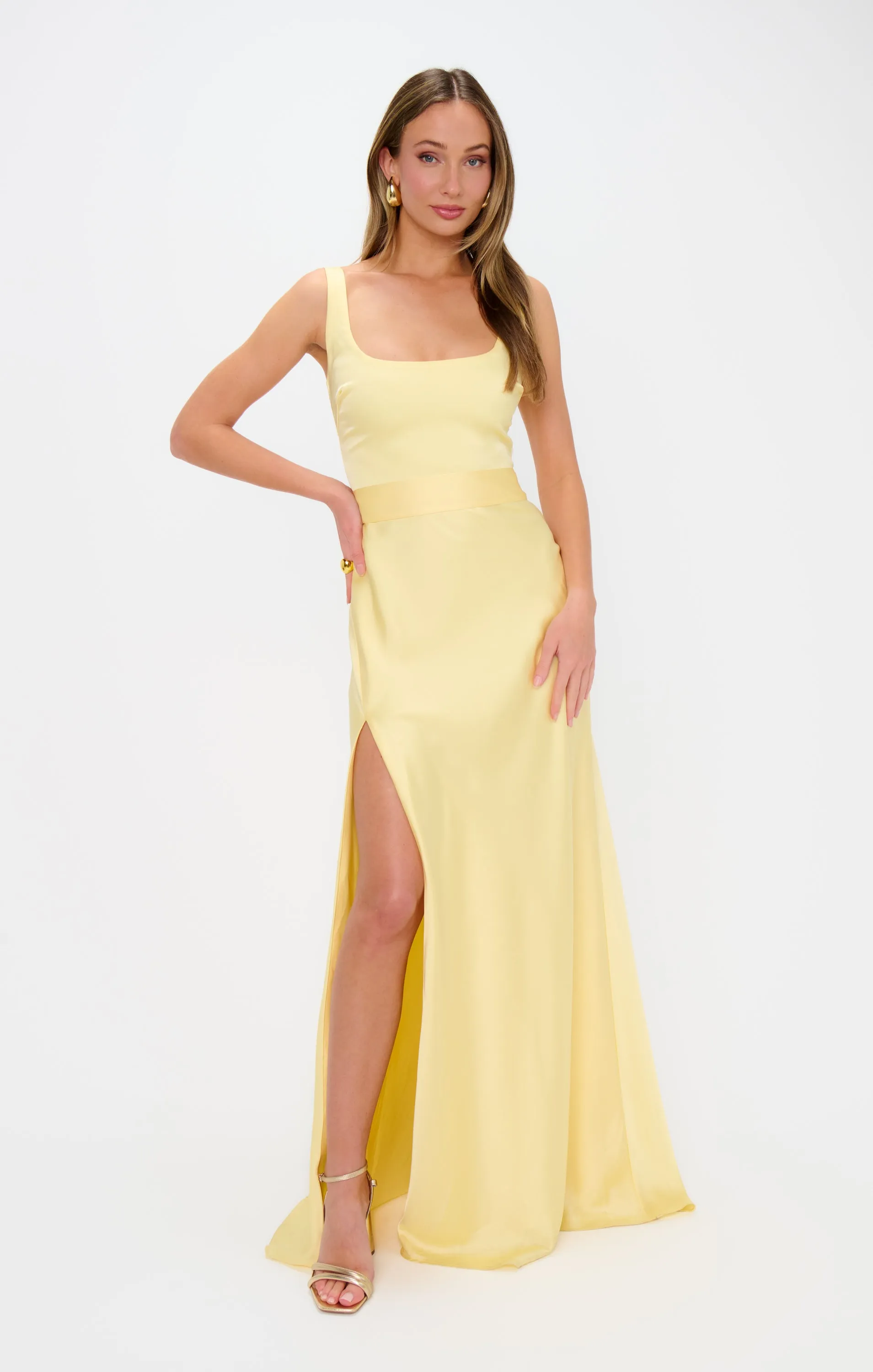 Lana Maxi Dress ~ Pale Yellow Luxe Satin sold by Show Me Your MuMu product image thumbnail 2