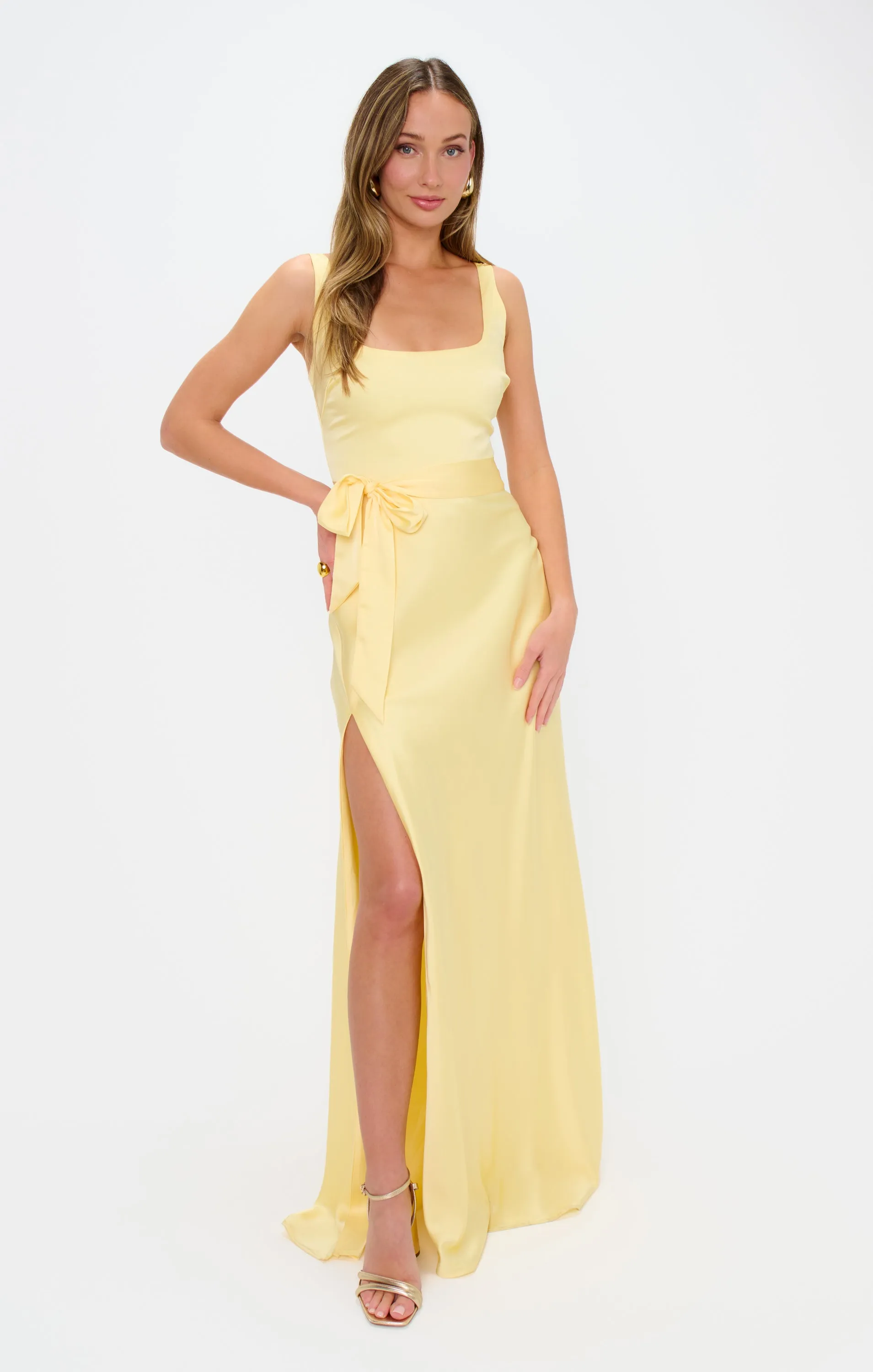 Lana Maxi Dress ~ Pale Yellow Luxe Satin sold by Show Me Your MuMu product image thumbnail 5