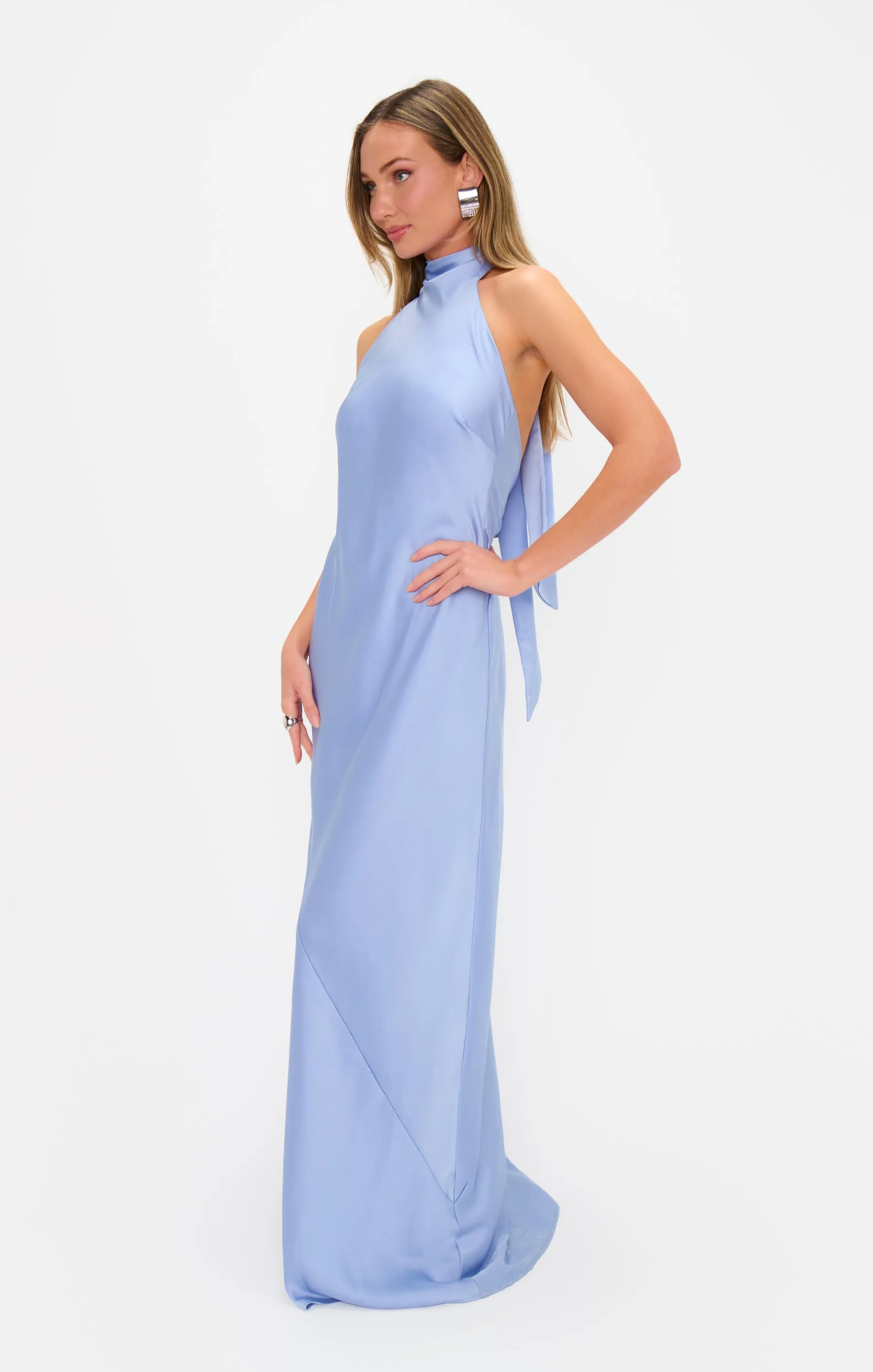 Lisa Maxi Dress ~ Borrowed Blue Luxe Satin sold by Show Me Your MuMu product image thumbnail 4