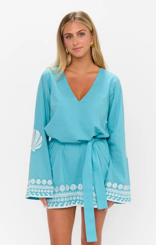 Malia Mini Dress ~ Blue Capri Shells sold by Show Me Your MuMu