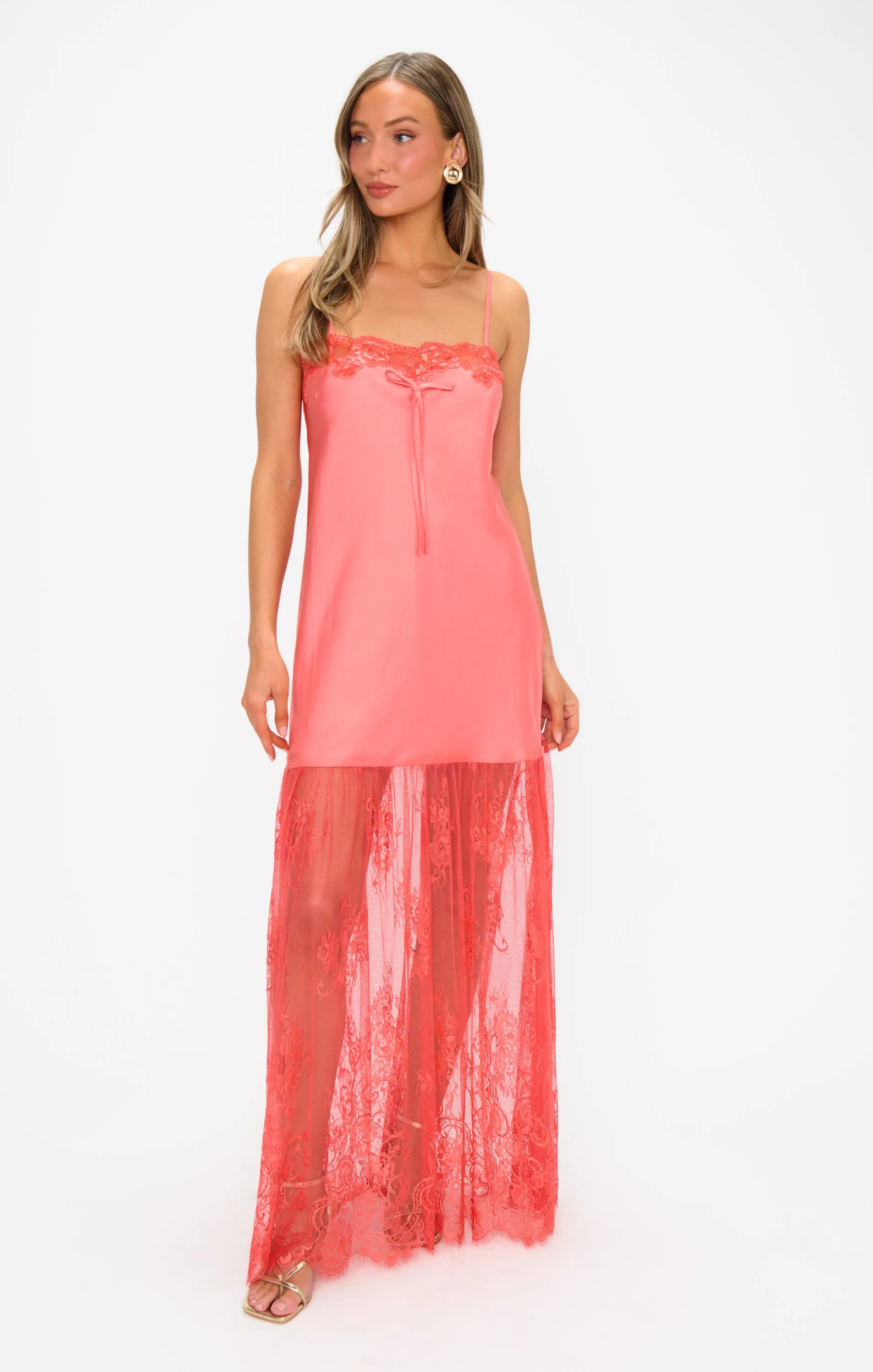 Celine Dress ~ Coral Luxe Satin sold by Show Me Your MuMu product image thumbnail 4