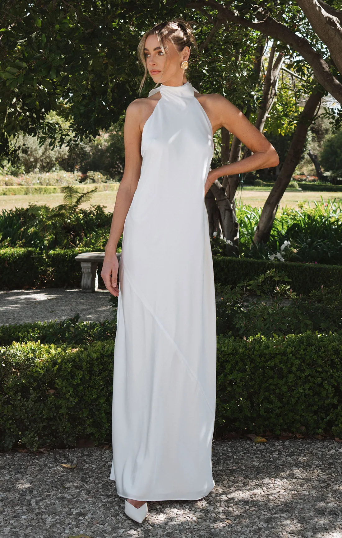 Lisa Maxi Dress ~ Ivory Luxe Satin sold by Show Me Your MuMu