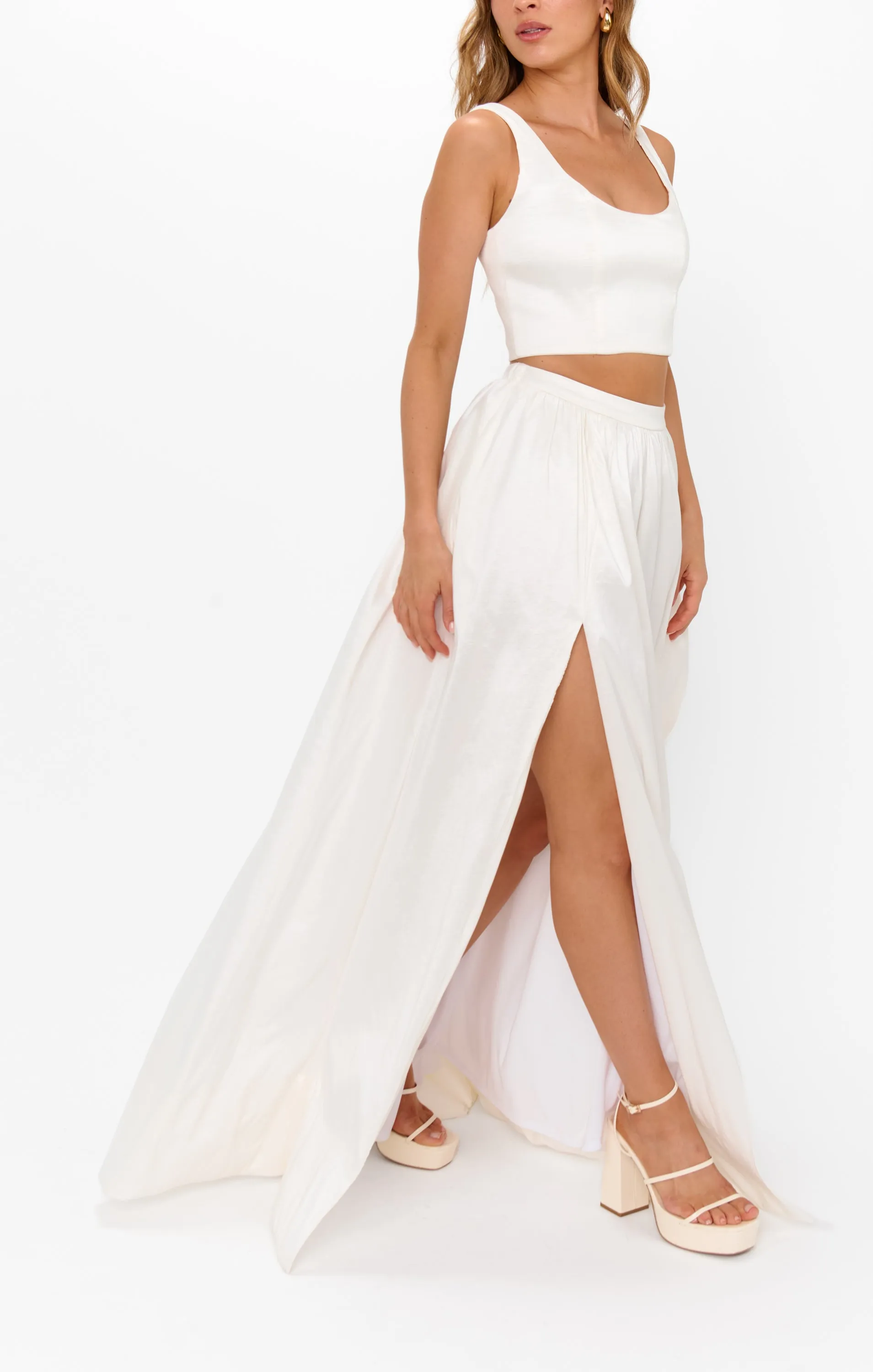 Vivianna Maxi Skirt ~ White Taffeta sold by Show Me Your MuMu product image thumbnail 4