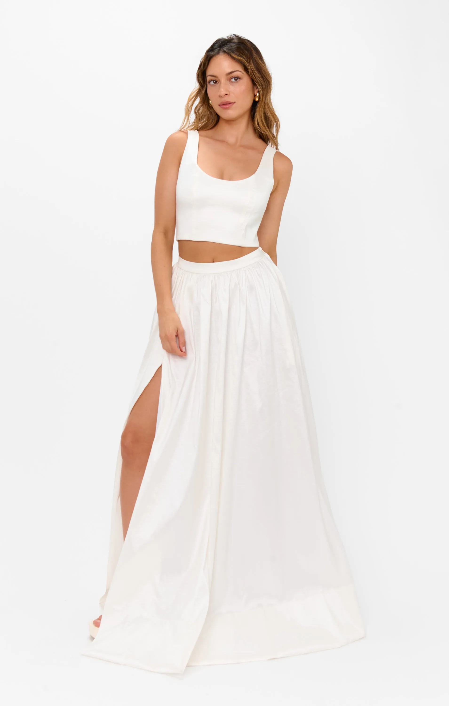 Vivianna Maxi Skirt ~ White Taffeta sold by Show Me Your MuMu product image thumbnail 3