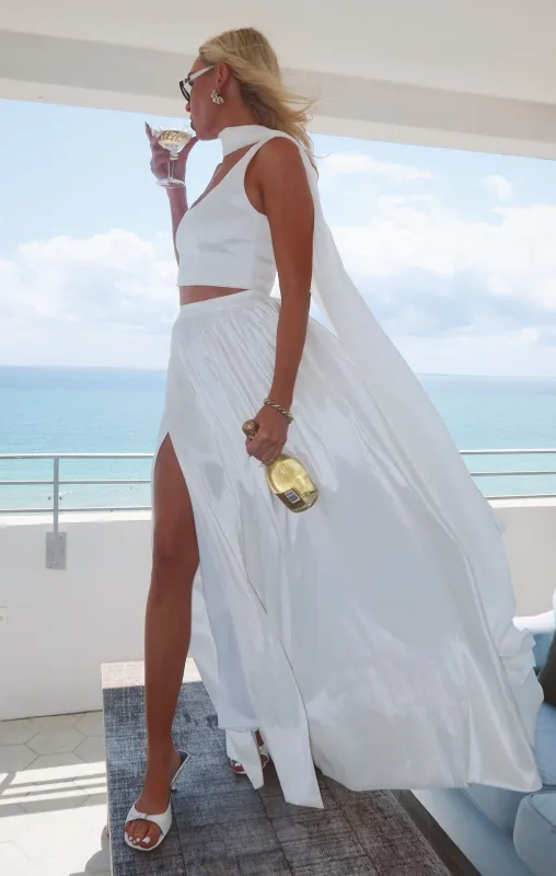 Vivianna Maxi Skirt ~ White Taffeta sold by Show Me Your MuMu