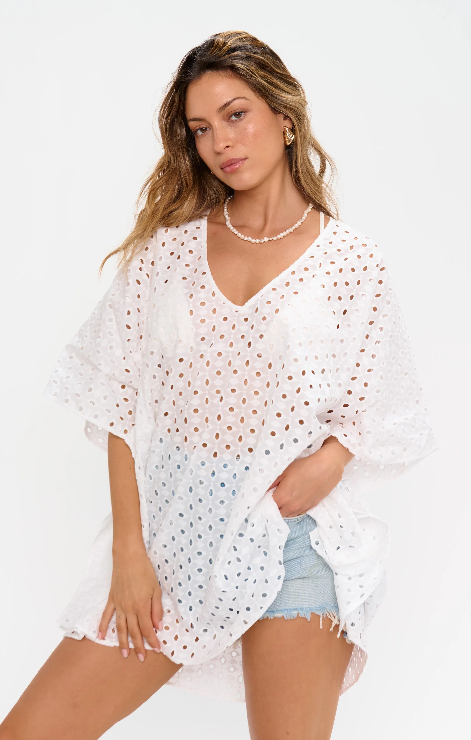 Peta Tunic ~ White Eyelet sold by Show Me Your MuMu
