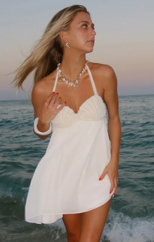 Valentina Mini Dress ~ White Chiffon Embellishment sold by Show Me Your MuMu