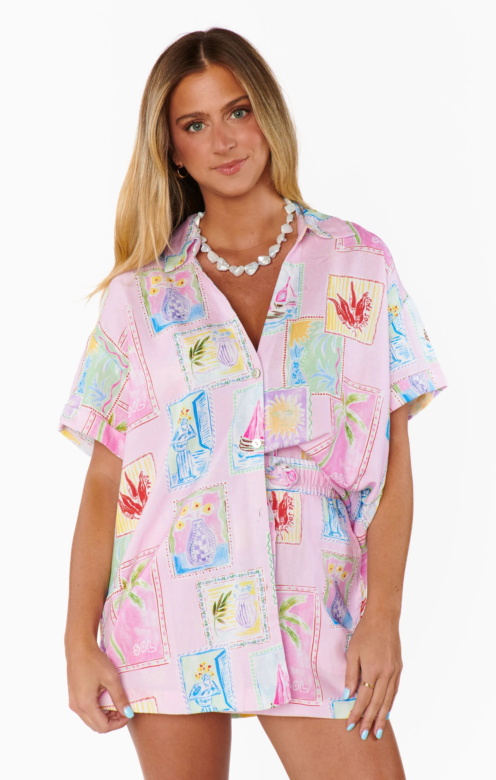 Parker Button Down ~ Summer Soleil Linen sold by Show Me Your MuMu product image thumbnail 3