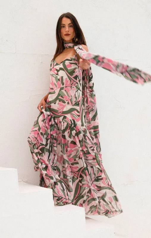 Dalia Maxi Dress ~ Flamingo Palms sold by Show Me Your MuMu