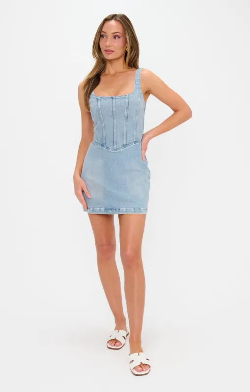 Corset Mini Dress ~ Misty Morning sold by Show Me Your MuMu