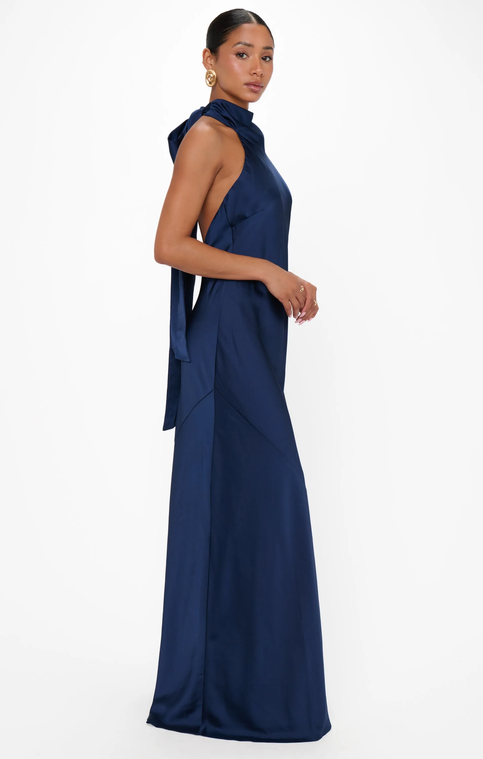 Lisa Maxi Dress ~ Midnight Navy Luxe Satin sold by Show Me Your MuMu product image thumbnail 3