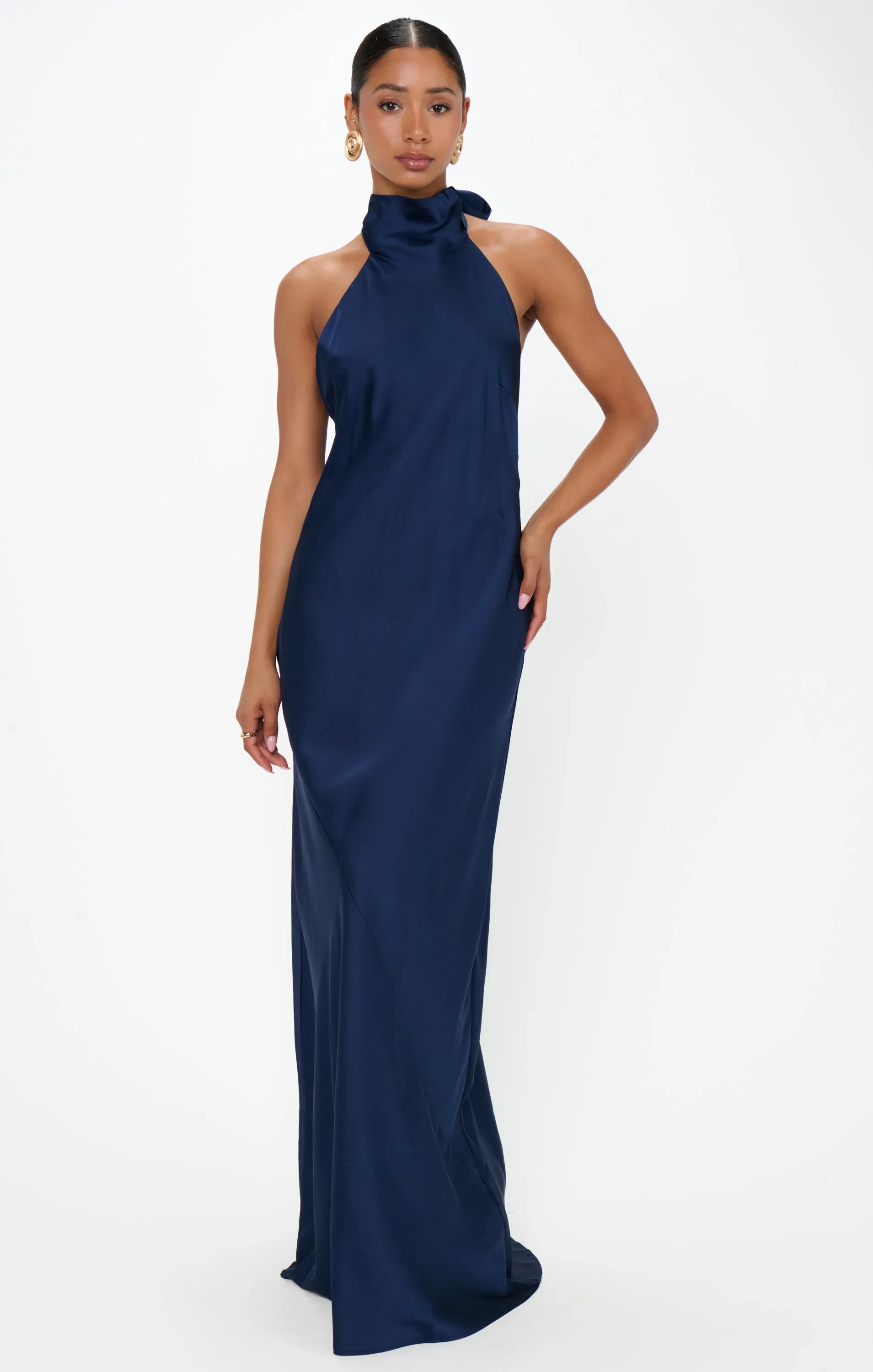 Lisa Maxi Dress ~ Midnight Navy Luxe Satin sold by Show Me Your MuMu