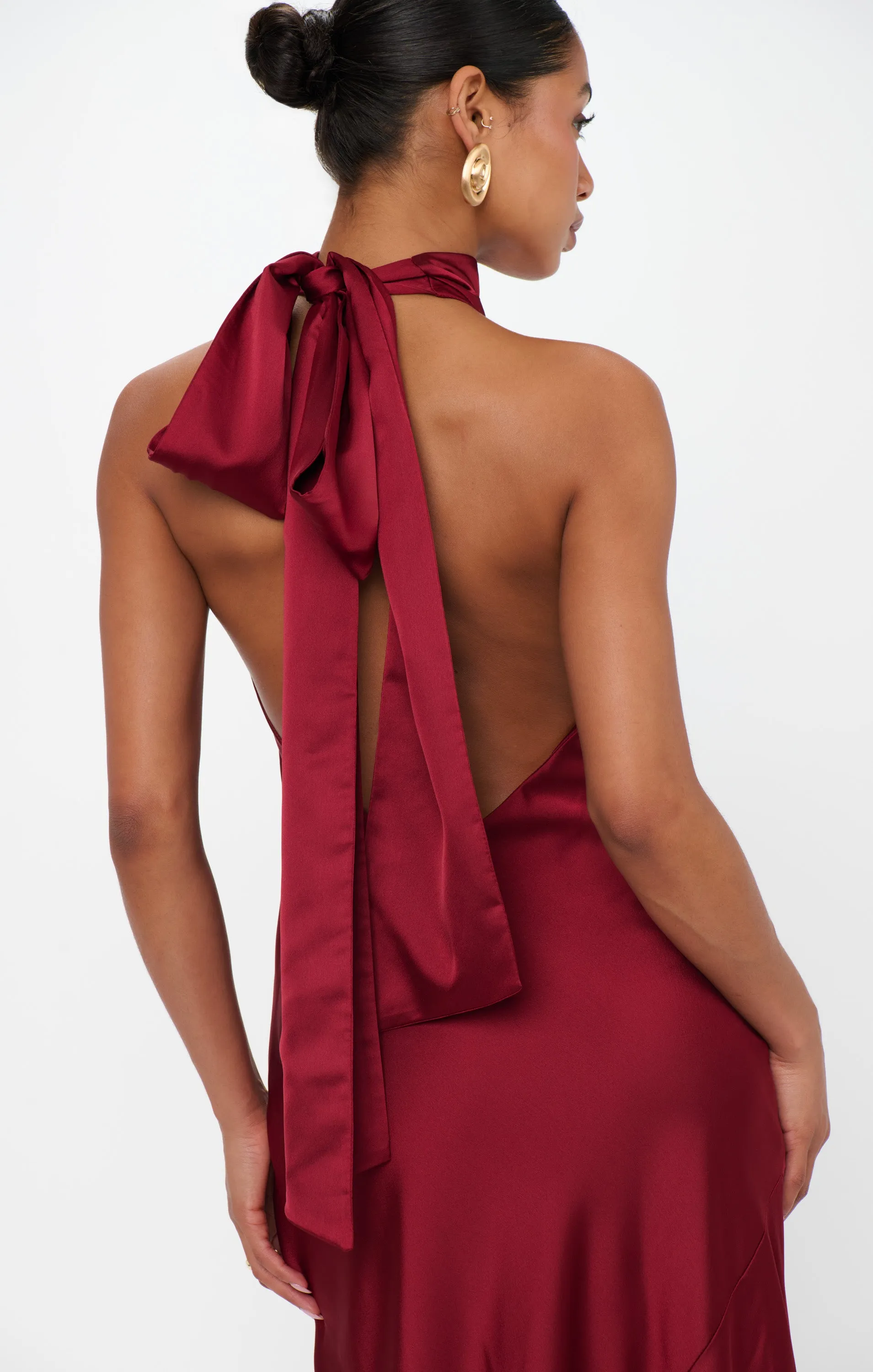Lisa Maxi Dress ~ Cranberry Luxe Satin sold by Show Me Your MuMu product image thumbnail 5