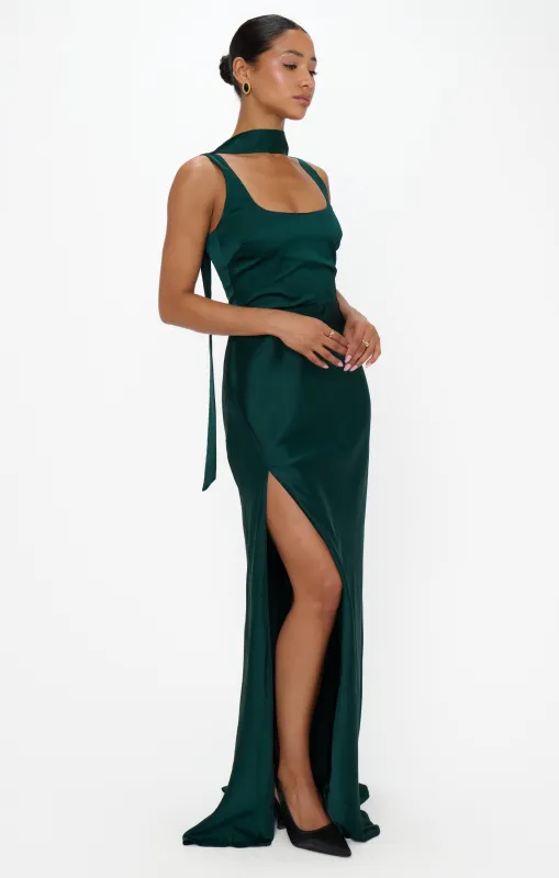 Lana Maxi Dress ~ Deep Emerald Luxe Satin sold by Show Me Your MuMu
