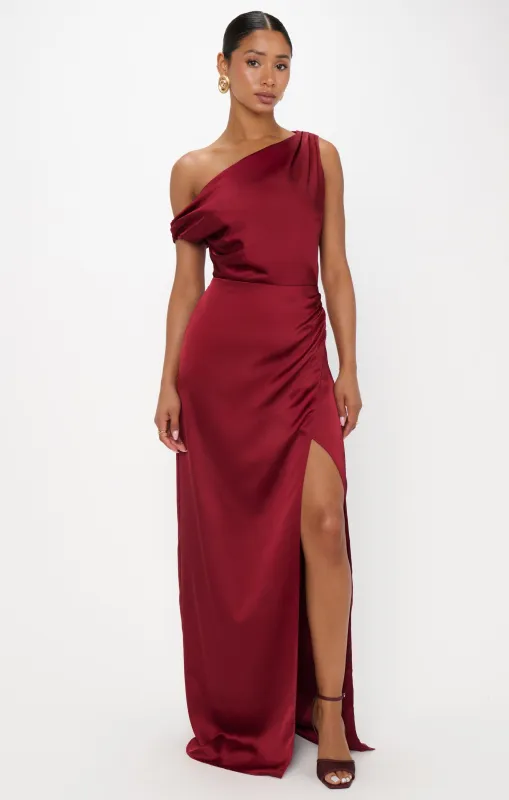 Jodie Dress ~ Cranberry Luxe Satin sold by Show Me Your MuMu