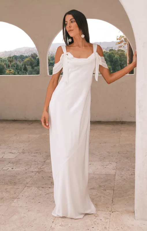 Bella Maxi Dress ~ Ivory Luxe Satin sold by Show Me Your MuMu