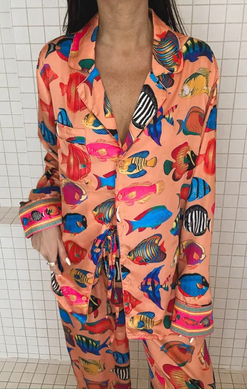 Classic PJ Set ~ Coral Rainbow Reef Silky sold by Show Me Your MuMu
