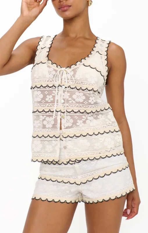 Take It Easy Shorts ~ French Vanilla Lace sold by Show Me Your MuMu