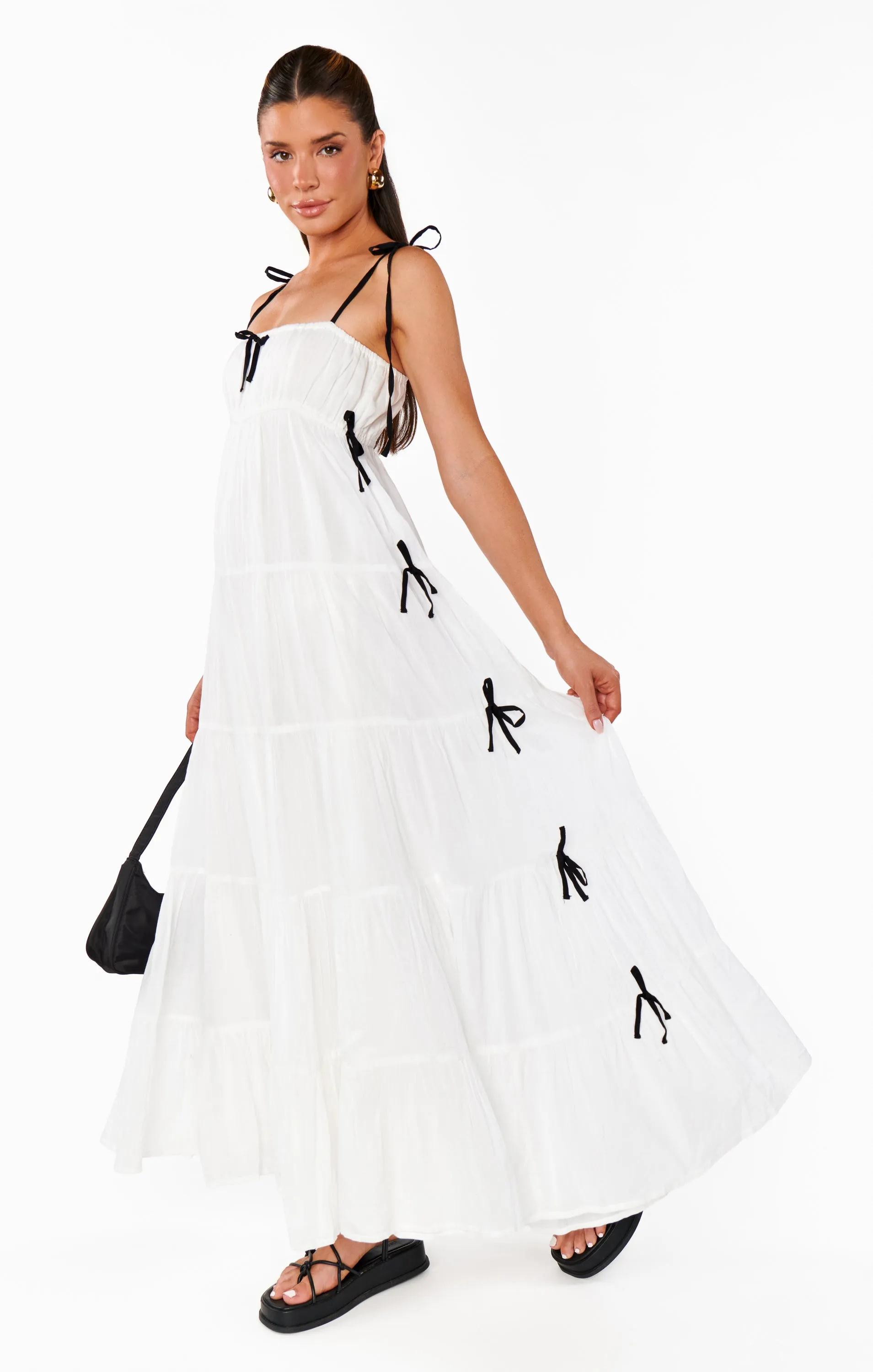 Harmony Maxi Dress ~ White Voile with Black Bows sold by Show Me Your MuMu product image thumbnail 3