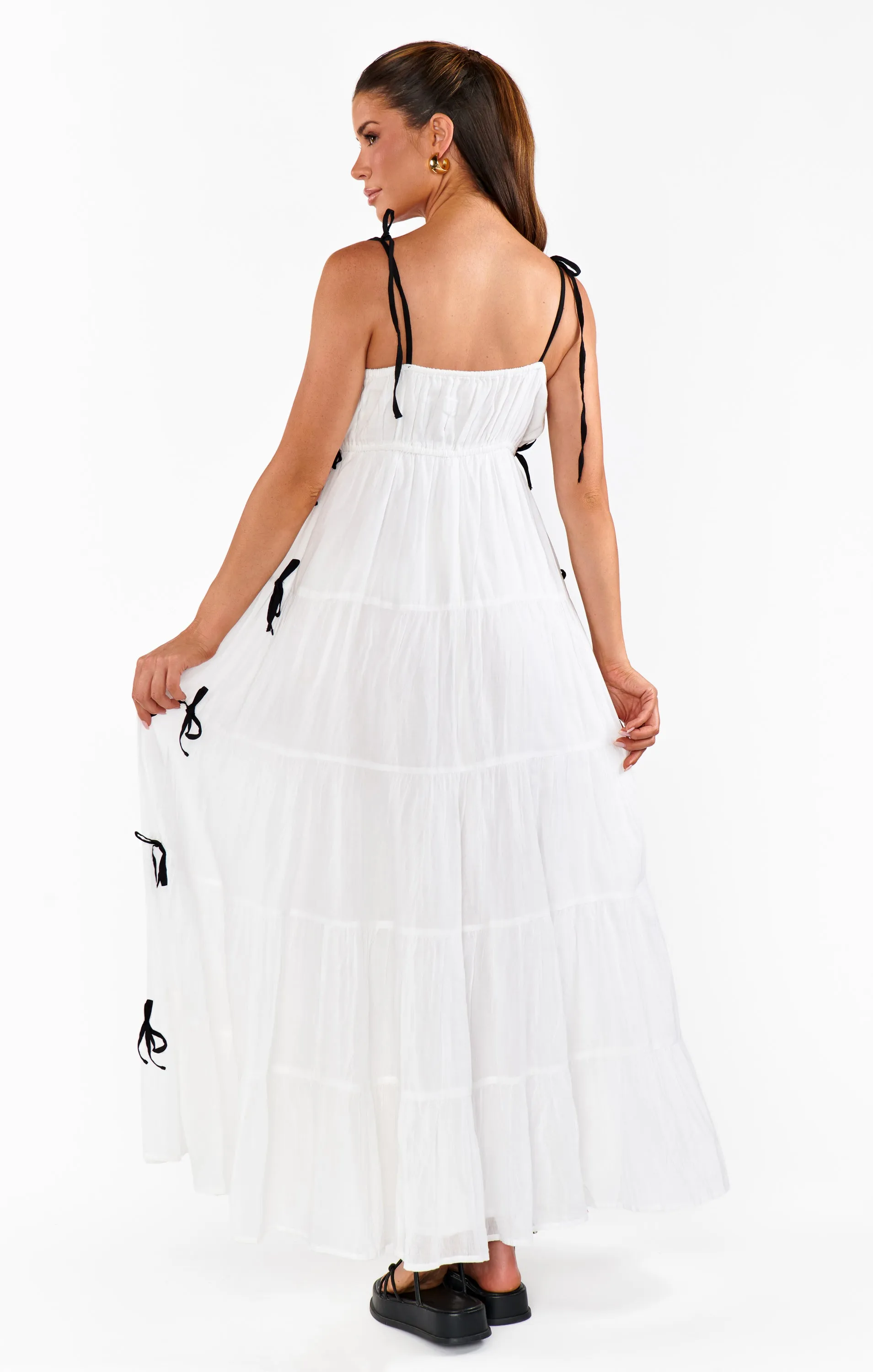 Harmony Maxi Dress ~ White Voile with Black Bows sold by Show Me Your MuMu product image thumbnail 4