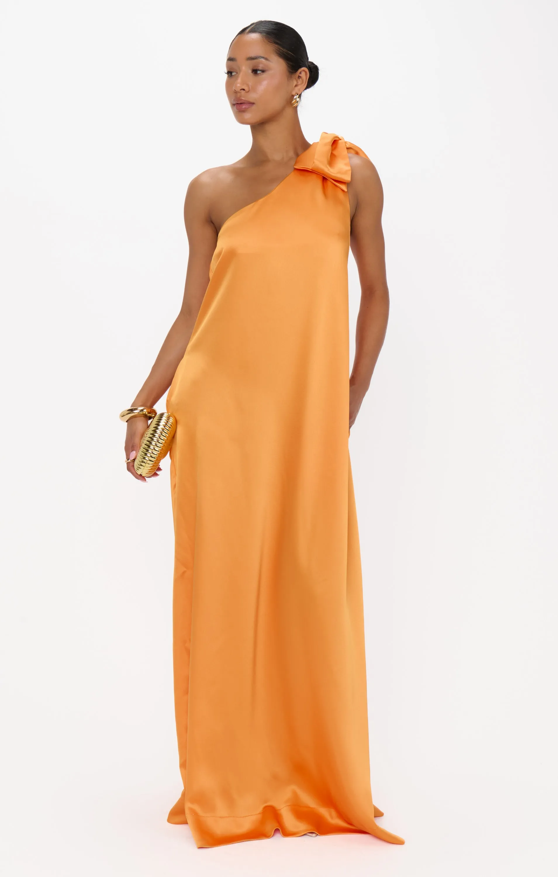 Jackie Maxi Dress ~ Tangerine Fluid Satin sold by Show Me Your MuMu product image thumbnail 4